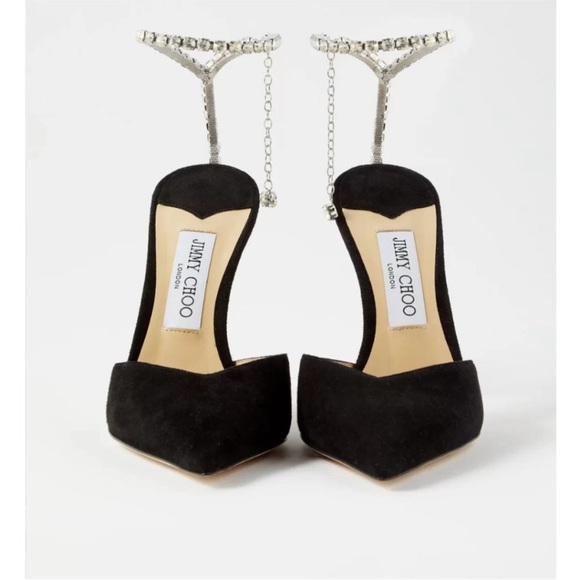 Jimmy Choo Saeda crystal suede heels - Picture 8 of 10